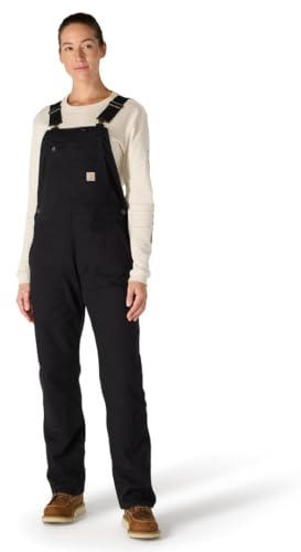 Carhartt Rugged Flex® Damen-Latzhose aus Segeltuch, lockere Passform, Schwarz, X-Large