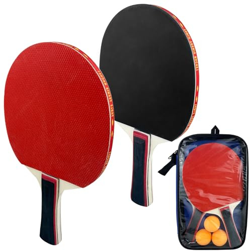 Diompirux Set da Ping Pong con 2 Racchette, 3 Palline, 1 Borsa Portatile, Set da ping pong professionale per Gioco da Interni o Esterni, ping pong da tavolo per Formatori Adulti Bambini