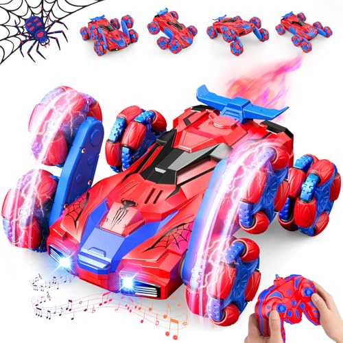 Dreamlania 6WD Coche Teledirigido Niños 3 4 5 6 7 8 Años, 2.4GHz Monster Truck con luz LED, Música y Spray, Juguetes Niños 3-12 Años, Carro Telecomandado Regalo Niño 3-10 Años - Regalo Navidad Niño