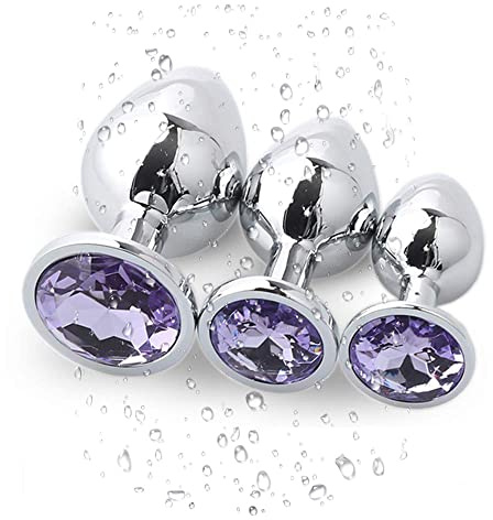 Kooho 3PCS Comfortable Stainless Steel Metal Trainer Kits Purple Butt Pugs Anales Training Kit Women Men Set Beads Anales Anil Amal Plug for Advanced &Beginner Vibratorter (Lilac Purple)
