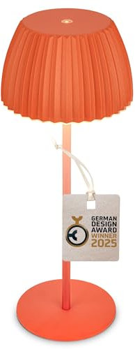 BRILONER - Riffle LED Tischlampe kabellos IP44 mit Lichtkante, Touchdimmer, Akku tauschbar, Nachttischlampe, Leselampe, LED Lampe, Akku Lampe, German Design Award Winner 2025, 14,5x36,5 cm, Orange