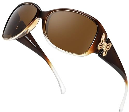 SIPHEW Trendige polarisierte Sonnenbrille für Damen, übergroßer Retro-Rahmen, modische Schmetterlings-Akzente, UV400-Schutz