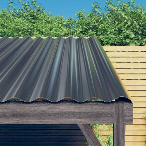 ACAGALA Dachpaneele Wellplatte aus Metall 80 x 36 cm | 12 STK. verzinkte Stahlbleche | Wetterfeste Wellbahn für Garage, Gartenhaus & Carport | Anthrazit