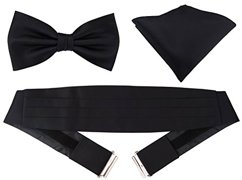 TigerTie Kummerbund Einstecktuch Satin Fliege in schwarz - Schärpe Leibbinde