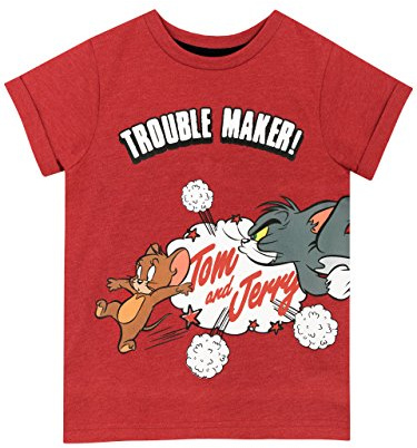 Tom and Jerry Boys T-Shirt Short Sleeve Tee for Kids 6-7 Years Red