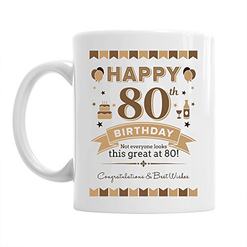 80th Birthday Coffee Mug Ceramic Gift Idea for Men, Keepsake for 80 Year Old