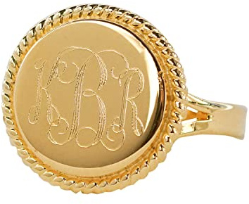 The Personal Exchange Nautical Rope Monogram Gold Plated Over Sterling Silver Ring