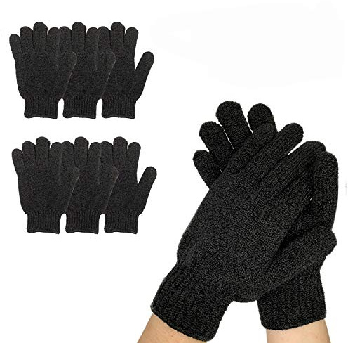 6Pairs Exfoliating Gloves - Premium Black Scrub Wash Mitt for Bath or Shower - Luxury Spa Exfoliation Accessories for Beauty Spa Massage, Suitable for Men and Women