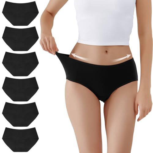 TUUHAW Culotte Femme Lot de 6 sous-vêtements pour en Coton Slips | Confortable,Cotton,Panties,Culotte Hipster Femme,Faible Potentiel Allergène