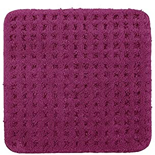 PANA® Flauschiger Badvorleger (45 x 45 cm) • WC Vorleger ohne Ausschnitt aus weichen Mikrofasern • Rutschfester & waschbarer Badteppich • Kleine WC Badematte • Farbe: Beere