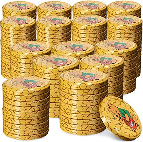 KADAX Schraubdeckel fi82 mm, Twist-Off-Deckel Set aus Metall, Ersatzdeckel für Einmachgläser, Deckel mit 6 Einrastzähnen für Sturzgläser und Einmachgläser (Winnie Puuh, 200 Stück)