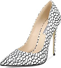 QUEEN HELENA Scarpe con Tacco a Spillo Decollete a Punta Chiusa Eleganti Donna K2104M (K2104W Argento, Numeric_37)