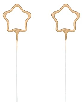 Wunderkerzen Hochzeit Stern 16x5cm 2er Set - Sternspritzer in Sternform für Vintage Hochzeitsdeko Feuerwerk Gold