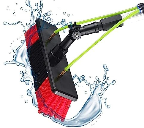 Witriolik 7m Wasserführende Teleskopstange für Photovoltaik, Solar, Fassaden, Mit 30cm Bürstenkopf Wintergarten-und Fensterreinigung inkl,Teleskop Waschbürste-Teleskopstiel mit freier Verbindung