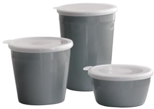 Qdesign - 3er-Set Hohe Vorratsdosen mit Luftdichtem PP-Deckel - zur Aufbewahrung von Lebensmitteln & Mahlzeiten - Inhalt je 350ml & 700ml & 1100ml - Grau