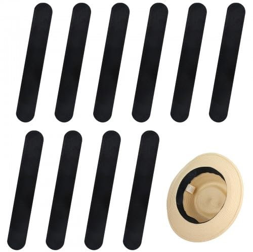10 pièces Protection de Casquette de Capuchon de Doublure de Chapeau, Doublure de Sueur Auto-adhésive Respirante, Bandeau Anti-Transpiration, pour Chemise à col, Chapeau (Noir)
