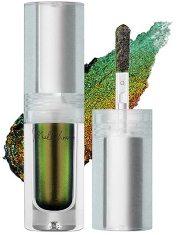 Ombretto liquido camaleonte, ombretto glitterato, ombretto verde brillante, doppio colore metallico, impermeabile, a lunga durata, per trucco verde glitterato, effetto cangiante (01)