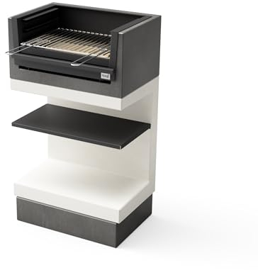 TUOZI - Einbaugrill für Holz und Holzkohle Modell KITAWAY MINI Grill (Grau/Weiß - 63 x 41,5 x 110 cm) REF: T00979 - Für den Außenbereich