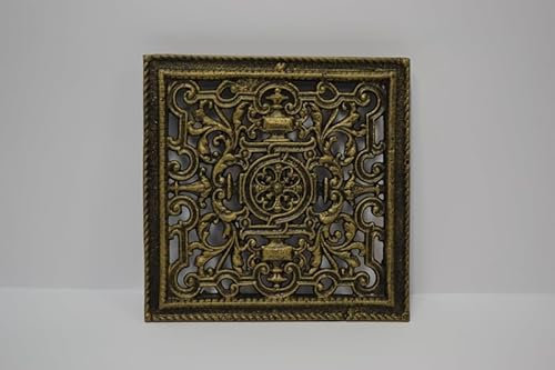Sezam - Lüftungsgitter aus Gusseisen 23 x 2 x 23 cm, für Kachelöfen, Holzbacköfen & Kamine - Warmluftgitter - Luftgitter für Ofen, Lüftungsschacht (Altes Gold)