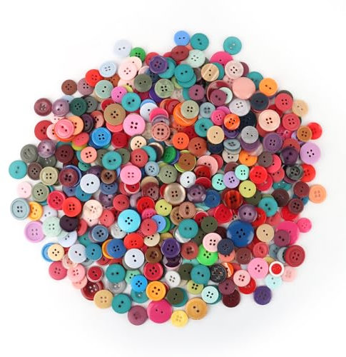 MXTIMWAN 350 Stück Candy Farben Knöpfe, Bunte Rund Knöpfe, 4 Löcher Bastelknöpfe, 2 Löchern Nähknöpfe, Harz Knöpfe für Painting, DIY Dekoration, Gestalten