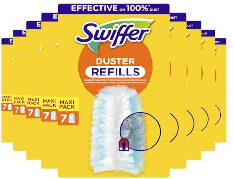Swiffer Duster, Ricariche Piumino Cattura Polvere/Peli/Capelli, 63 pezzi