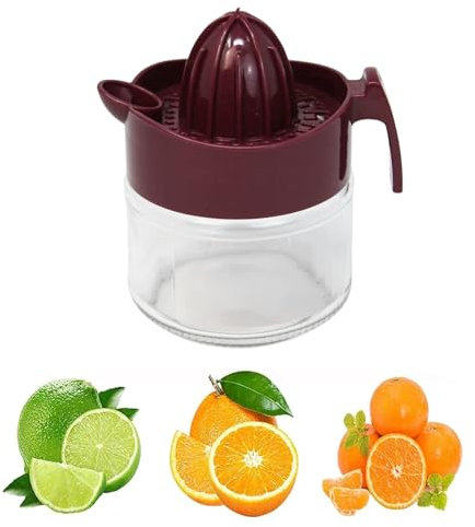 Best House | Lemon Squeezer | Manual Lemon Citrus Juicer | 300ml | MAROON | Multifunctional Glass Fruit Juicer | Lemon Lime Orange Citrus Squeezer Manual Hand Press Juice (Pack of 1)
