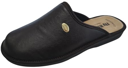 Generico Ciabatte da uomo pantofole made in italy FLY NATURE 478 marrone invernali in pelle (marrone, Sistema Taglie Calzature EU, Adulto, Uomo, Numero, Media, 45)