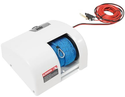 PansyWind Ankerwinden Bootsanker Winde mit 50m Fernbedienung 12V 45Lbs IP65 wasserdicht 30m Seil Galvanische Lackierung Überlastschutz für Segelboote & Yachten Usw (25Lbs)