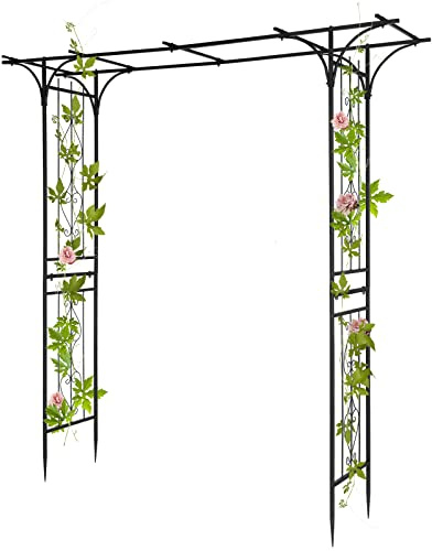 LEADZM Rosenbogen aus Metall stabil - Gartenbogen aus Metall, 206x41x216cm – Stabiler Rankbogen für Kletterpflanzen, Schwarz
