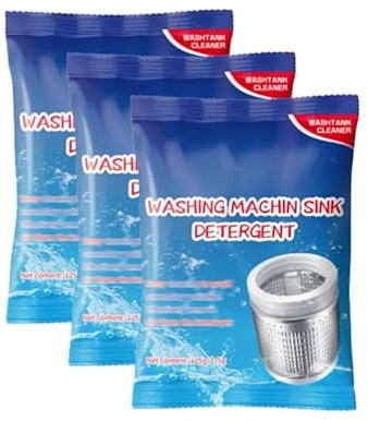 Limpiador de Tanques Quitamanchas Potente,Limpiador en Polvo para Lavadoras,Limpiador de Manchas Resistente,Lavadoras de Carga Superior y Frontal, para Tambor,Tina y Todas las Piezas Internas (3pcs)