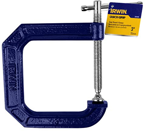 IRWIN Tools Quick-Grip 100 Series Deep Throat C-Clamp, 3-inch by 4 1/2-inch Throat (225134),Blue