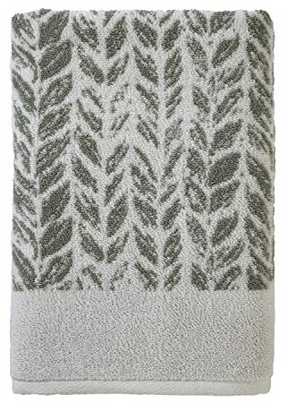 SKL Home Distressed Leaves 100% Turkish Cotton Premium Bath Towel, 600 GSM, Soft & Absorbent Jacquard, Sage