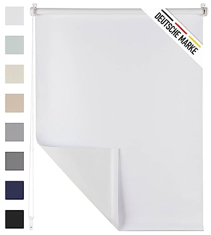 Blumtal Verdunklungsrollo 120 x 130-155 cm - Klemmfix Rollo ohne Bohren - Thermorollo - Fensterrollo Innen für Fenster und Türen - Klemmrollo - Fensterrollo Innen - Sichtschutz Rollo in Weiß