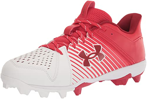 Under Armour Men's Leadoff Low Rubber Molded Baseball Cleat Shoe, (600) Red/White/Stadium Red, 15