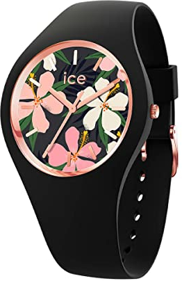 Ice-Watch - ICE flower China rose - Schwarze Damenuhr mit Silikonarmband - 020510 (Small)
