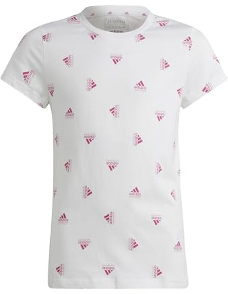 Adidas Niñas T-Shirt (Short Sleeve) G Bluv T, White/Semi Lucid Fuchsia, IB8918, 164