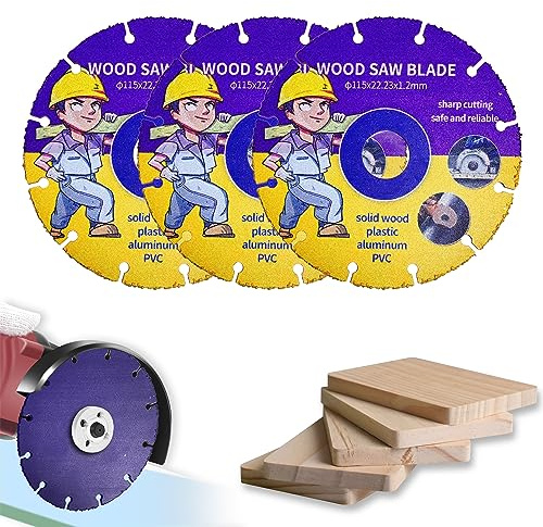 Kizaten 3Pcs Disco da Taglio per Legno,115 mm Disco da Taglio Multiruota in Carburo,Lame da Taglio per Legno per Smerigliatrice Angolare Per Tavole,Compensato,Gomma,Chiodi in Acciaio