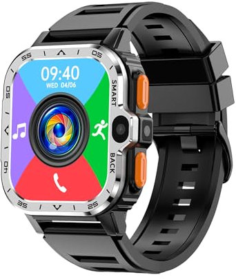 Reloj inteligente 4G con GPS de 2 GB + 16 GB/4 GB + 64 GB, pantalla cuadrada de 2.03 pulgadas, para hombre, doble cámara, Android 8.1, WiFi, Maps, chat de video, IP67, impermeable, rastreador