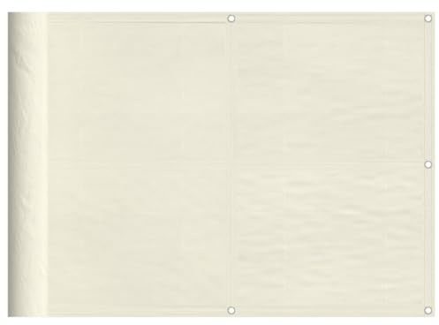 vidaXL Balkon Sichtschutz, Balkonbespannung mit Ösen Seil, Wasserfeste Balkonabdeckung, Balkonverkleidung für Balkon Terrasse, 75x700cm Creme 100% Polyester-Oxford