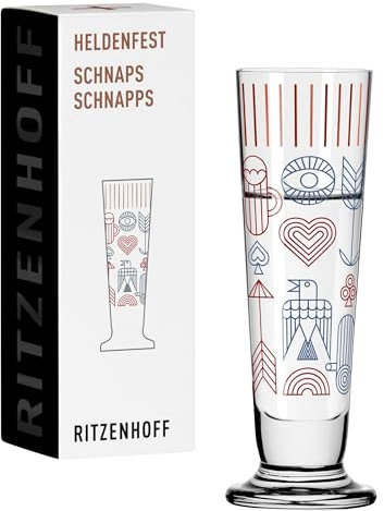 RITZENHOFF 1061015 Schnaps-Glas 40 ml - Serie Heldenfest, Motiv Nr. 15, Shotglas 4 cl rund, mehrfarbig - Made in Germany