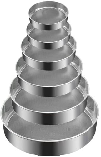 HQILRRA Tamis de cuisine inox extra fin 6 pièces, tamiseur à quinoa, tamis cuisine,tamis farine,Acier inoxydable, Argenté,6 tailles(12cm, 15cm, 17cm, 19cm, 21cm, 24cm)
