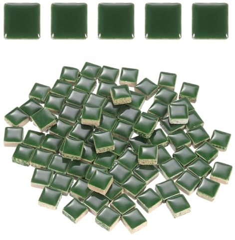 QUARKZMAN 205 Pièces de Carreaux de Mosaïque en Céramique, Carreaux de Mosaïque en Céramique Tachée en Vrac, Kits de Mosaïque Carrée pour l'Artisanat DIY, Projets d'Artisanat(200g, Vert)