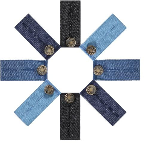 Quilax 8 Pcs Button Extenders for Jeans, Adjustable Waist Extender for Trousers for Women, Denim Pants Extender with Metal Button for Pant Jeans Trousers Skirt, Men and Women (4 Colors)