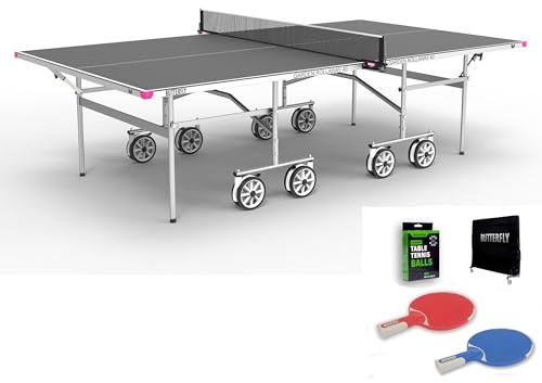 Butterfly Garden 40 Grey Outdoor Rollaway Table Tennis Table (Table + 2 playset)