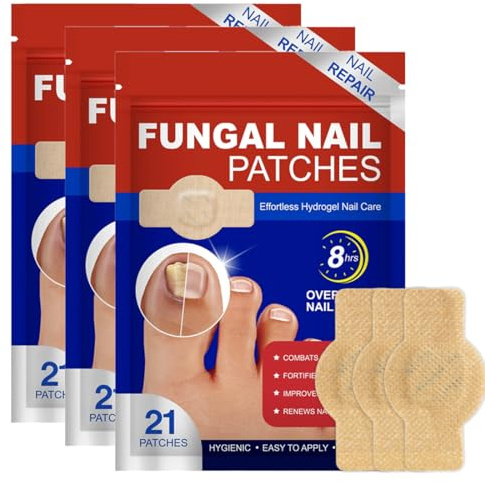 PYEUIFT Lot de 63 Patchs Contre les Mycoses des Ongles – Patchs Antifongiques Hydrogel pour Soins des Ongles et Réparation Nocturne des Ongles Abîmés