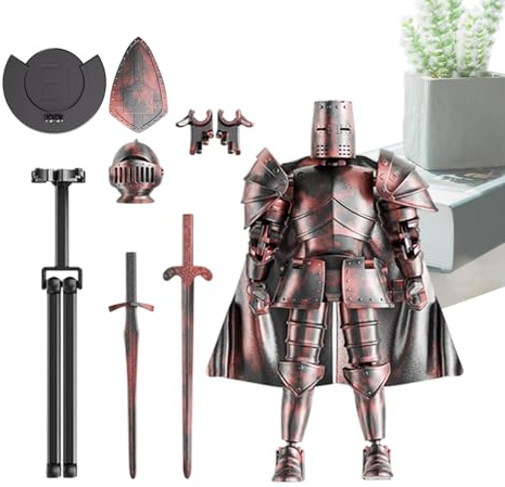 Action figure modello cavaliere medievale, statua a corpo intero snodata con mobili flessibili e testa rotante a 360 gradi, statuetta da collezione per tavolo da pranzo e decorazione per la casa