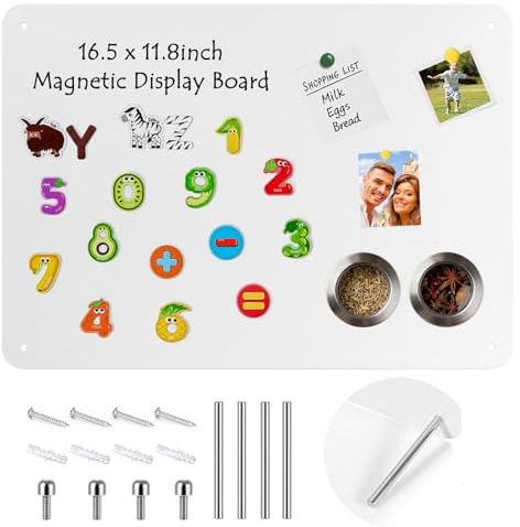 Metal Magnets Board 42 x 30 cm Magnetic Board for Wall Magnet Bulletin Board Tabletop to Display Notice Memo (White)