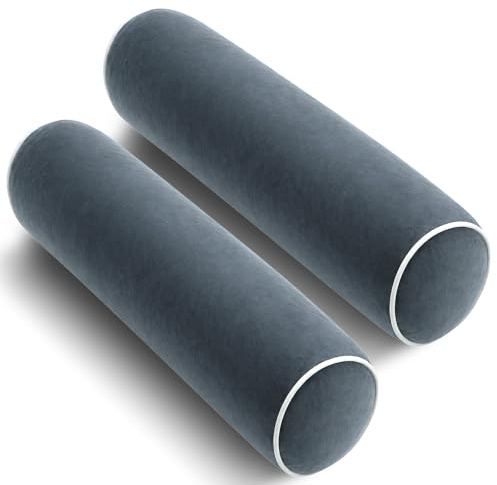 Xaztr 2 Pack Neck Roll Pillows, 11x45cm Round Bolster Pillow for Neck Support, Memory Foam Neck Support Cushion for Sleeping Yoga Lumbar Leg Support, Dark Grey