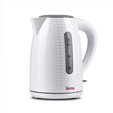 Girmi BL2201 Bollitore Cordless, 1.7 Lt, 2200 W, Beccuccio con filtro, Resistenza nascosta, Base con rotazione 360°, Indicatore livello d'acqua, Bianco