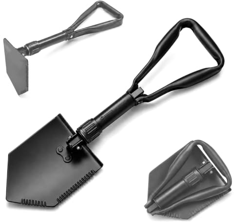 USGI Industries Tri-Fold Military E-Tool, Folding Serrated Tactical Shovel
